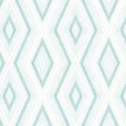Brewster 3120-13661 Santa Cruz Turquoise Geometric Wallpaper> Florals