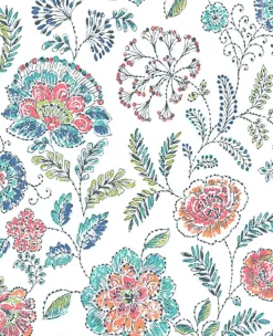 Brewster/ASP 2744-24109 Tropez Teal Jacobean Wallpaper> Architectural