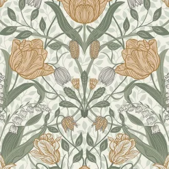 Brewster/ASP 2948-33006 Tulipa Green Floral Wallpaper> Architectural