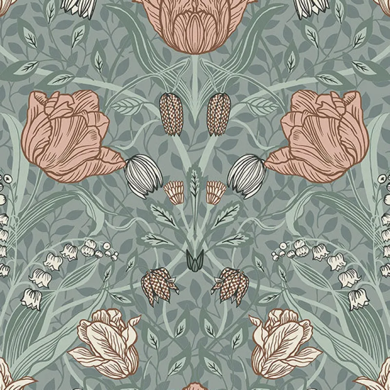 Brewster/ASP 2948-33010 Tulipa Sage Floral Wallpaper> Architectural