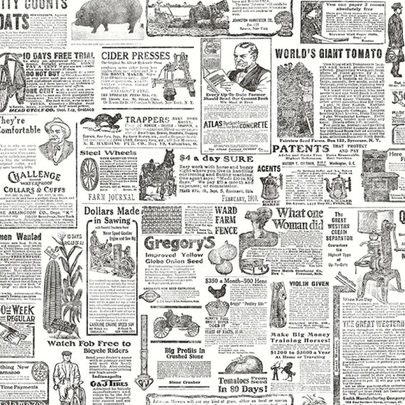 Brewster 3119-13081 Underwood Black Vintage Newspaper Wallpaper Online