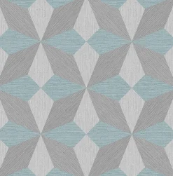 Brewster/ASP 2908-25304 Valiant Aqua Faux Grasscloth Geometric Wallpaper Sale