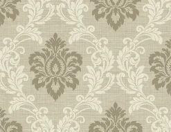 Brewster Adela Neutral Twill Damask Wallpaper Sale
