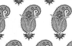 Laura Kiran Antique Paisley Print Smoke White Fabric> Paisley