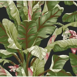 York AT7071 Black Green Banana Leaf Wallpaper> Architectural