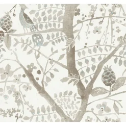 York/AV BO6635 Off White Peacock Block Print Wallpaper Discount