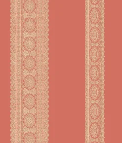 Brewster/ASP Brynn Coral Paisley Stripe Wallpaper> Damask, Trellis & Geometrics