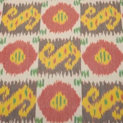 Laura Kiran Bukhara Ikat Red Yellow Black Fabric Hot