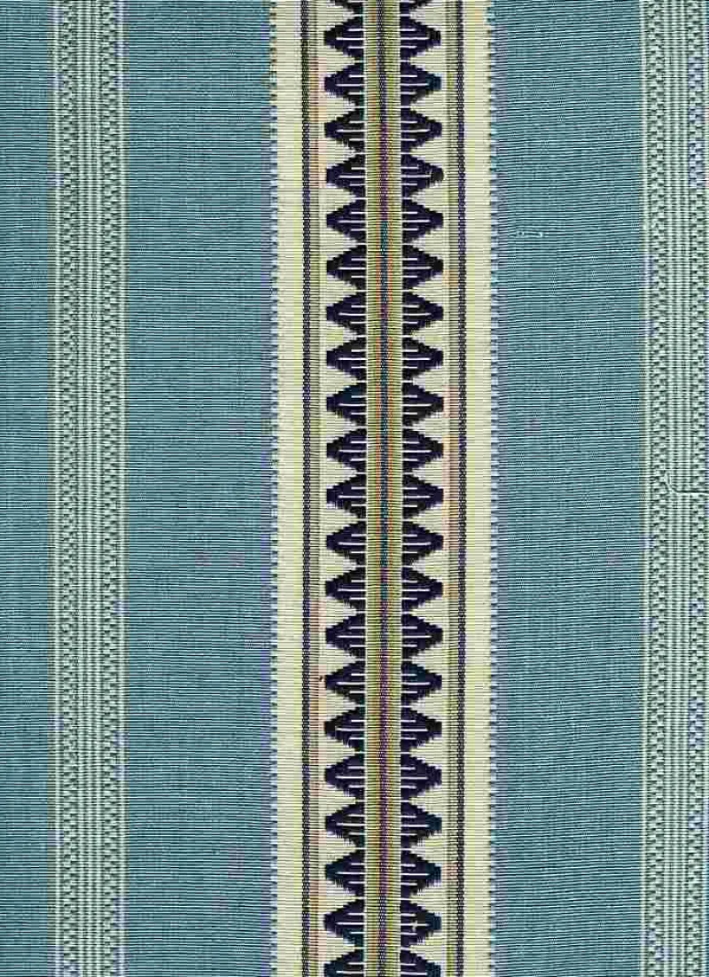 Laura Kiran Catalan Stripe Blues Fabric> Stripes & Chevrons