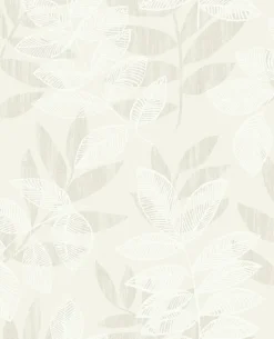 Brewster/ASP Chimera Champagne Flocked Leaf Wallpaper Discount