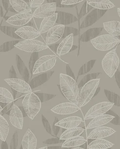 Brewster/ASP Chimera Platinum Flocked Leaf Wallpaper> Architectural
