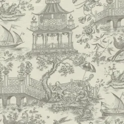 PKaufmann_inc/PKL Chinoiserie Toile 750701 Pewter Williamsburg PK Lifestyles Fabric Discount