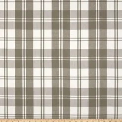 Laura Kiran Classic Plaid Taupe White Fabric> Plaids & Checks