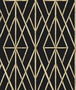 York CV4448 Black Riviera Bamboo Trellis Wallpaper> Florals