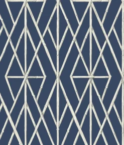York CV4449 Navy Riviera Bamboo Trellis Wallpaper Hot