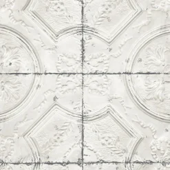 Brewster Deerfield Off-White Vintage Tin Tile Wallpaper Sale