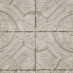 Brewster Deerfield Taupe Vintage Tin Tile Wallpaper> Architectural