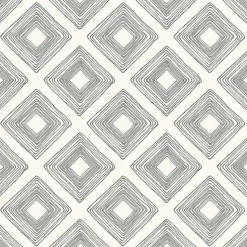 York Diamond Sketch Black on White Magnolia Home Vol. II Wallpaper> Florals