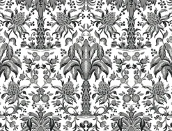 York DM5014 Black Palmetto Palm Damask Wallpaper> Florals