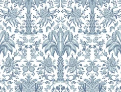 York DM5012 Blue Palmetto Palm Damask Wallpaper> Florals
