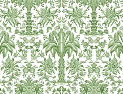 York DM5011 Green Palmetto Palm Damask Wallpaper> Florals