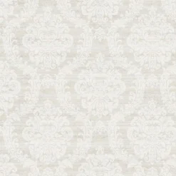 Stock/York ED3216 Contemporary Cream Damask On Metallic Grey Wallpaper> Florals