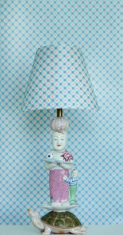 Brewster Eebe Light Blue Floral Geometric Wallpaper