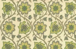 Laura Kiran Ellora Print Green Taupe Fabric Hot