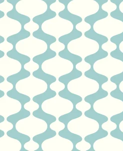 Brewster/ASP Emilio Turquoise Retro Wallpaper> Florals
