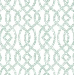 Brewster/ASP Ethereal Sea Green Trellis Wallpaper