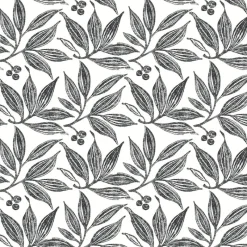 York FH4063 Black/White Chokeberry Block Print Wallpaper> Architectural