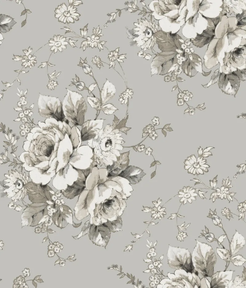 York FH4089 Taupe/Linen Heritage Rose Wallpaper Discount
