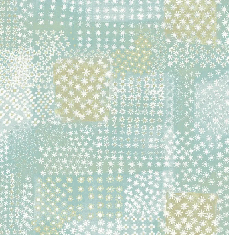 Brewster/ASP Flower Power Turquoise Patchwork Wallpaper Sale