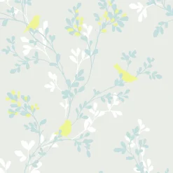 Brewster For Your Bath III Chirp Grey Birds & Trees Wallpaper> Architectural