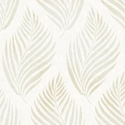 Brewster For Your Bath III Patrice Beige Linen Leaf Wallpaper> Architectural