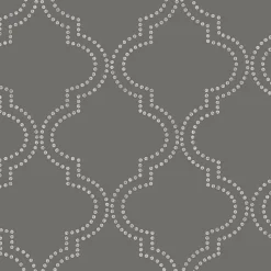 Brewster For Your Bath III Tetra Charcoal Quatrefoil Wallpaper Sale