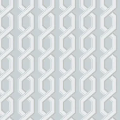 Brewster For Your Bath III Twist Blue Geometric Wallpaper> Florals