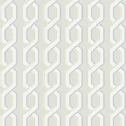 Brewster For Your Bath III Twist Grey Geometric Wallpaper> Florals