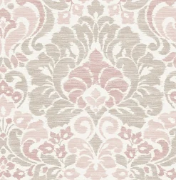 Brewster/ASP Garden of Eden Pink Damask Wallpaper Outlet