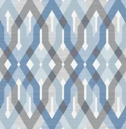Brewster/ASP Harbour Blue Lattice Wallpaper> Florals