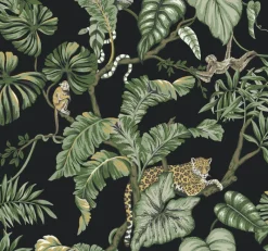 York HO2143 Black Jungle Cat Wallpaper Online