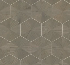 York HO2102 Brown Hexagram Wood Veneer Wallpaper