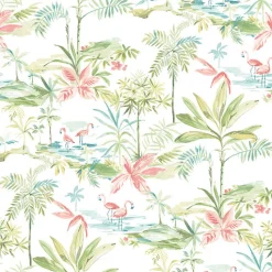 Brewster Ibis Green Lagoon Wallpaper> Architectural