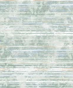 Brewster 2838-IH2256 Makayla Sea Green Distressed Stripe Wallpaper Outlet