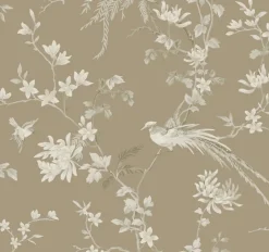York KT2172 Brown Bird And Blossom Chinoserie Wallpaper> Architectural