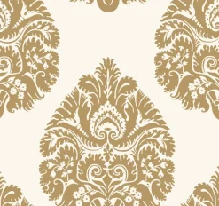 York KT2141 Gold Teardrop Damask Wallpaper Outlet