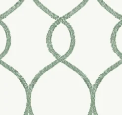 York KT2231 Green Laurel Leaf Ogee Wallpaper> Florals
