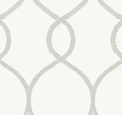 York KT2233 Grey Laurel Leaf Ogee Wallpaper Sale