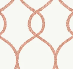 York KT2236 Orange Laurel Leaf Ogee Wallpaper> Florals