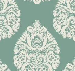 York KT2146 Teal Teardrop Damask Wallpaper> Florals